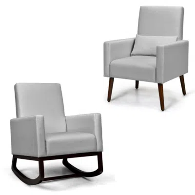 Hivvago 2-in-1 Fabric Upholstered Rocking Chair With Pillow-light Gray