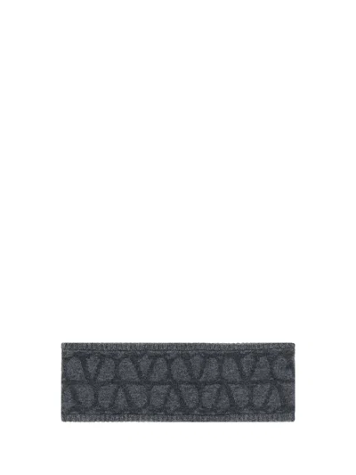 Shop Valentino Headband | Knitted | Wool Cashmere/jacq. In Grigio Melange/antracite