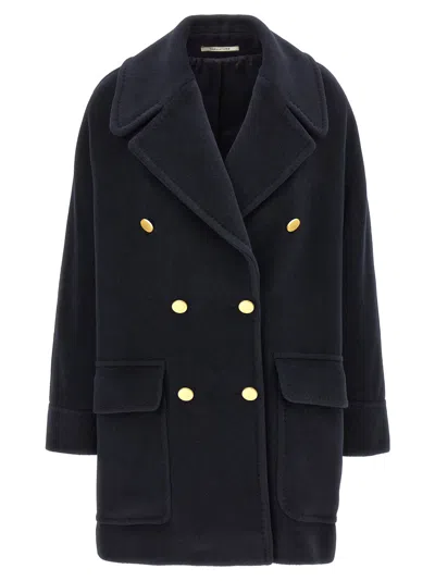 Shop Tagliatore Double-breasted Coat Coats, Trench Coats In Blue