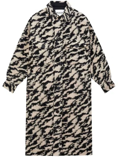 Shop Isabel Marant Étoile Fontizi Long Wool Coat In Nero E Beige