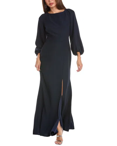 The Dessy Group Dessy Collection Open Back Gown In Blue