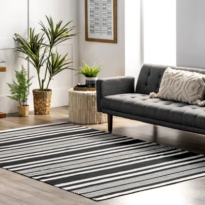 Nuloom Jess Hand Loomed Cotton Flatweave Striped Area Rug