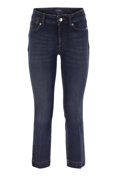 Shop Sportmax Schermo - 5-pocket Trousers Perfect Mini Flare In Dark Denim