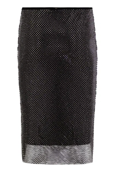 Shop Sportmax Zinnia - Tulle Skirt With Rhinestones In Black