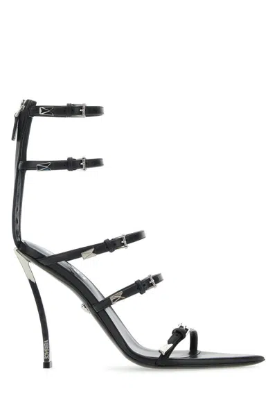 Versace Pin-points Sandals In Blackpalladium