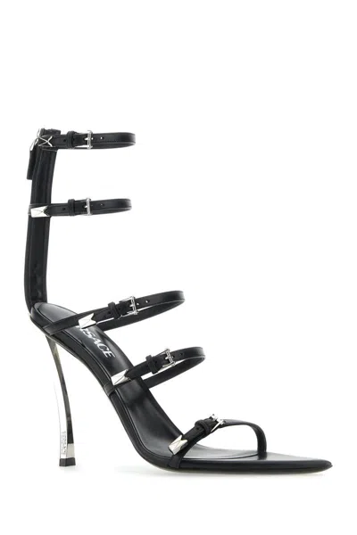 Versace Pin-points Sandals In Blackpalladium