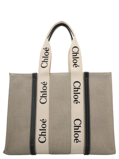 Chloé Woody Medium Tote Bag Blue