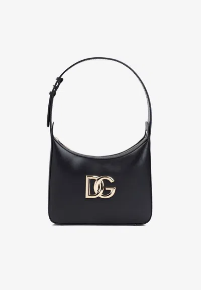 Dolce & Gabbana 3.5 Dg Logo Leather Shoulder Bag In Black