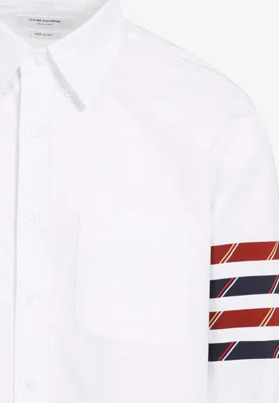 Shop Thom Browne 4-bar Long-sleeved Shirt In White