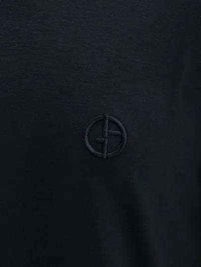 Giorgio Armani V-neck Ribbed Hem Stretch T-shirt In Black