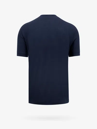 Giorgio Armani V-neck Ribbed Hem Stretch T-shirt In Blue