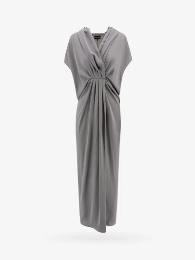 Shop Giorgio Armani Woman Dress Woman Grey Long Dresses In Gray