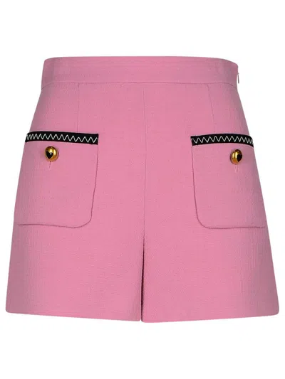 Moschino Pink Virgin Wool Blend Shorts In Pink
