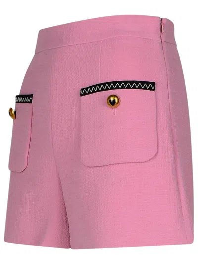 Moschino Pink Virgin Wool Blend Shorts In Pink