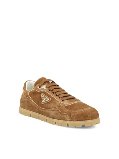 Shop Prada Sneakers In Cinnamon