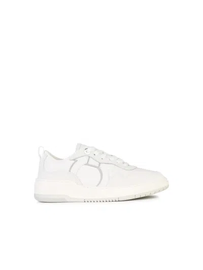 Ferragamo Sneakers Featuring Rubber Sole And Suede Accents In White