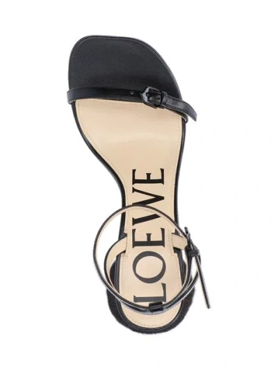 Loewe Petal Brush Crystal-embellished Leather Sandals In Black