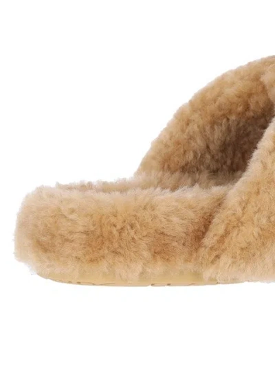 Loewe Ease Toe Post Sandal In Shearling In Brown