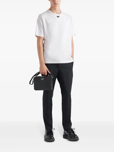 Prada T-shirt With Triangular Plaque In White