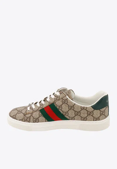Gucci Ace Gg Supreme Bee-print Monogrammed Sneakers In Beige