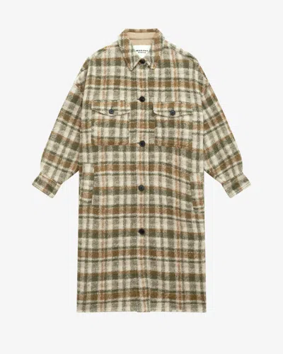 Isabel Marant Étoile Khaki Fontizi Wool Blend Coat In Khaki-ecru