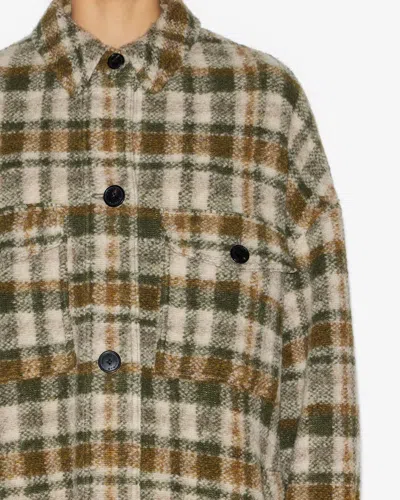 Isabel Marant Étoile Khaki Fontizi Wool Blend Coat In Khaki-ecru