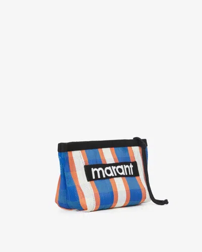 Isabel Marant Powden Logo-embroidered Clutch In White-blue-orange