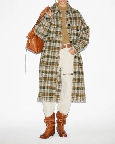 Isabel Marant Étoile Khaki Fontizi Wool Blend Coat In Khaki-ecru