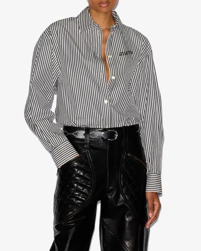 Shop Isabel Marant Fabriza Shirt In Black And Ecru