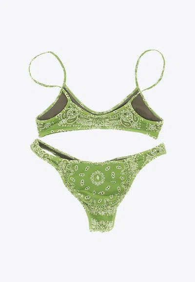 Attico Bandana Print Lycra Bikini In Green