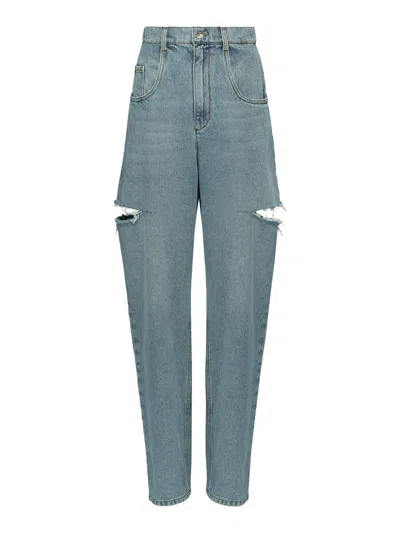 Maison Margiela Denim Jeans With Slash Details Woman Blue Jeans In Blue