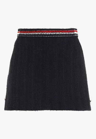 THOM BROWNE BOUCLE A-LINE MINI SKIRT 