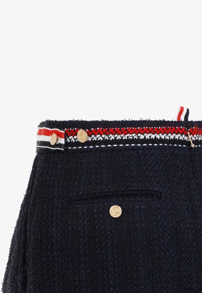 Thom Browne Elegant Thigh-length Side Tab Skirt In Blue