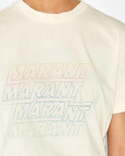 Isabel Marant Étoile Marant Etoile Ziliani Logo Cotton T Shirt In Ecru