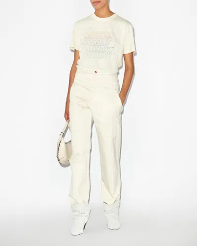 Isabel Marant Étoile Marant Etoile Ziliani Logo Cotton T Shirt In Ecru
