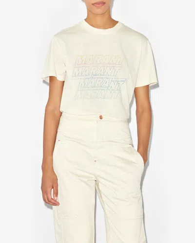 Isabel Marant Étoile Marant Etoile Ziliani Logo Cotton T Shirt In Ecru