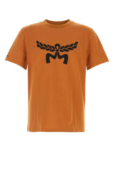Mcm Laurel Logo Print T-shirt In Organic Cotton In Orange