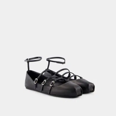 Alexander Mcqueen Mcqueen Women Leather Strap Ballet Flats In Black