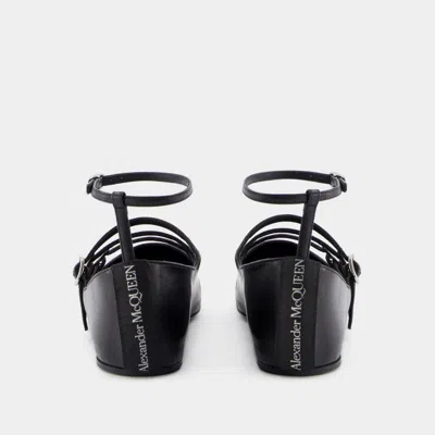 Alexander Mcqueen Mcqueen Women Leather Strap Ballet Flats In Black