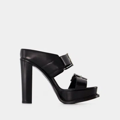 Alexander Mcqueen Leather Sandals In Black