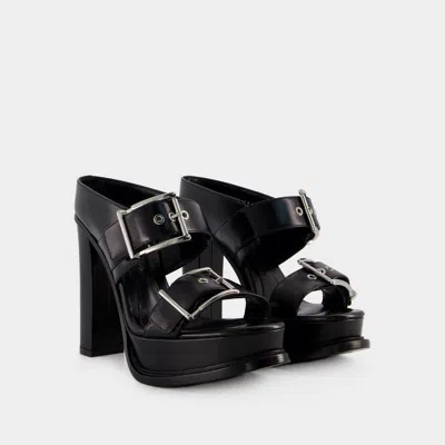Alexander Mcqueen Leather Sandals In Black