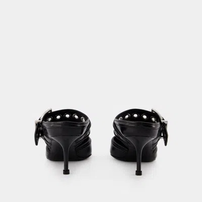 Alexander Mcqueen Punk 65mm Buckled Leather Mules In Black