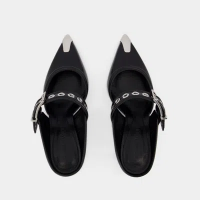 Alexander Mcqueen Punk 65mm Buckled Leather Mules In Black