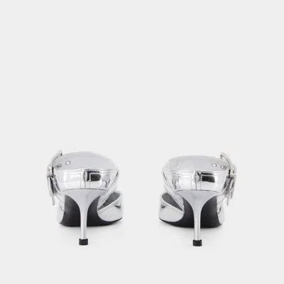 Alexander Mcqueen Leather Punk Pumps With 4 Cm Heel Height In Grey