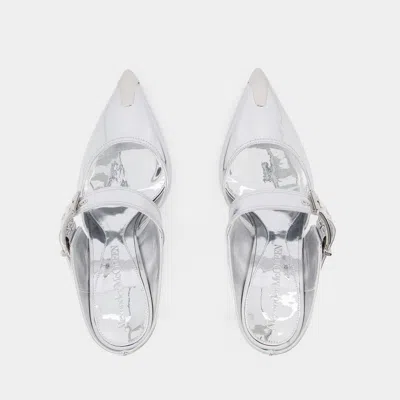 Alexander Mcqueen Leather Punk Pumps With 4 Cm Heel Height In Grey