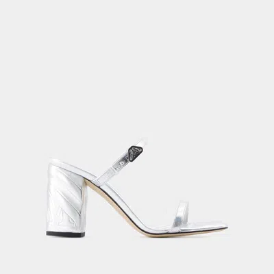 Alexander Mcqueen Seal Heeled Sandals In Silver