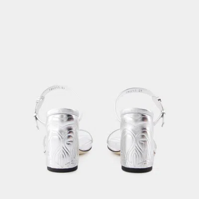 Alexander Mcqueen Seal Heeled Sandals In Silver