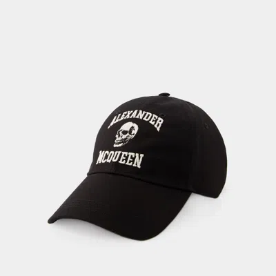 Alexander Mcqueen Embroidered Cotton-twill Baseball Cap In Black
