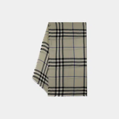 Shop Burberry Check Scarf In Neutral