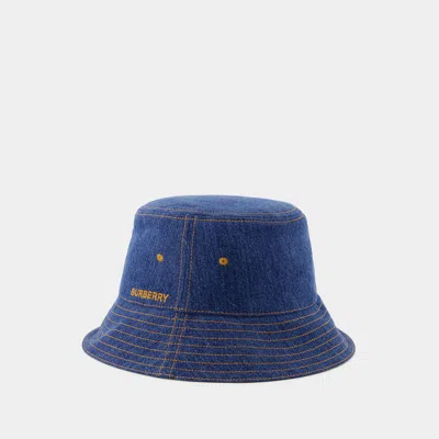 Burberry Mh Washed Denim Bucket Hat In Blue
